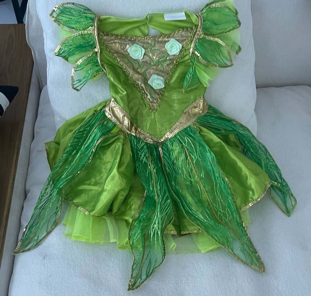 Disney Tinker Bell Costume Dress Green Fairy Child Size 3-4